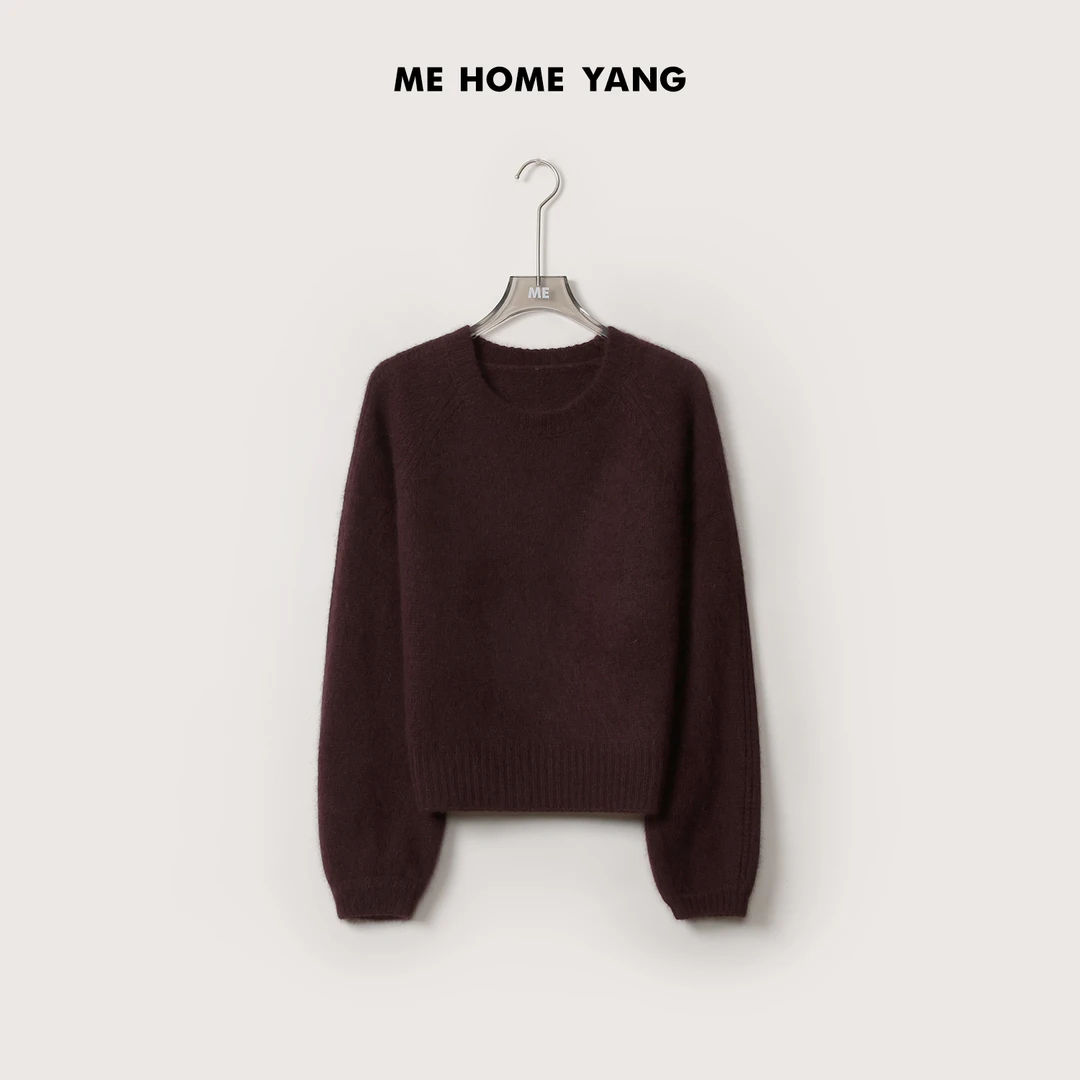 ME【紫蔷薇】绵羊毛混纺灯笼袖轻柔针织保暖百搭针织毛衣MEQA5460