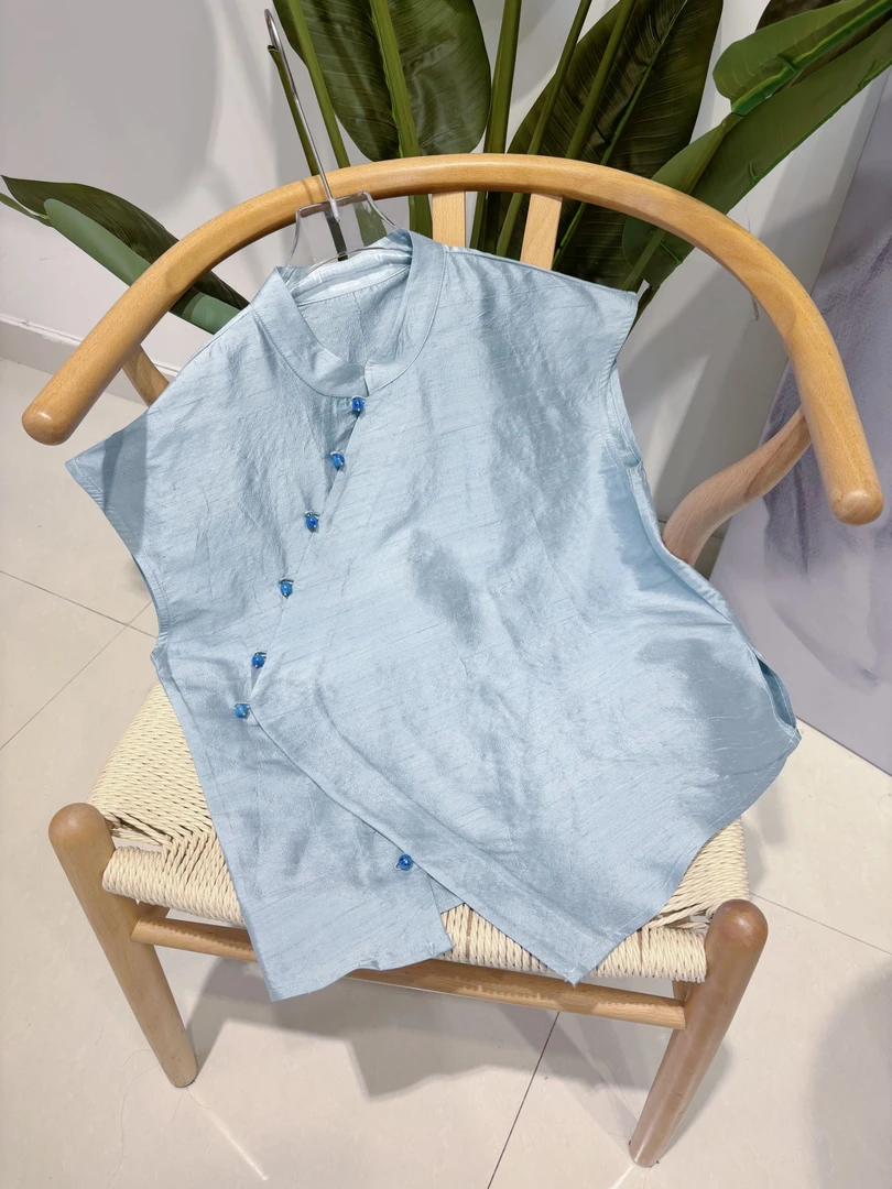 DY2711樱美嘉100桑蚕丝双宫丝夏季新款新中式短袖衬衫国风上衣