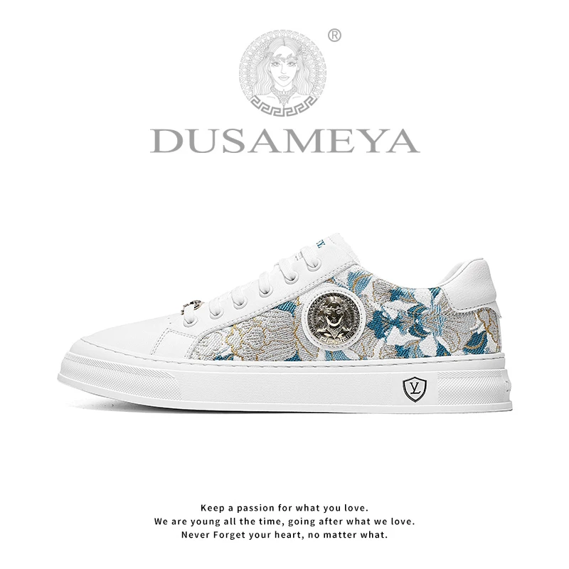 DUSAMEYA/杜莎米娅金标刺绣轻奢男士板鞋百搭一脚蹬舒适秋冬爆款