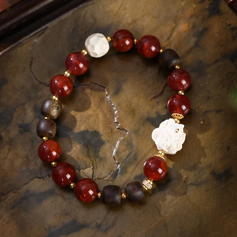 【九贵人】南红牛血红沉香DIY手串-多样性发其一
