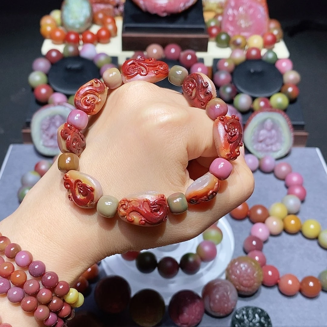 玛瑙/玉髓未镶嵌盐源玛瑙同料仿古龙手串