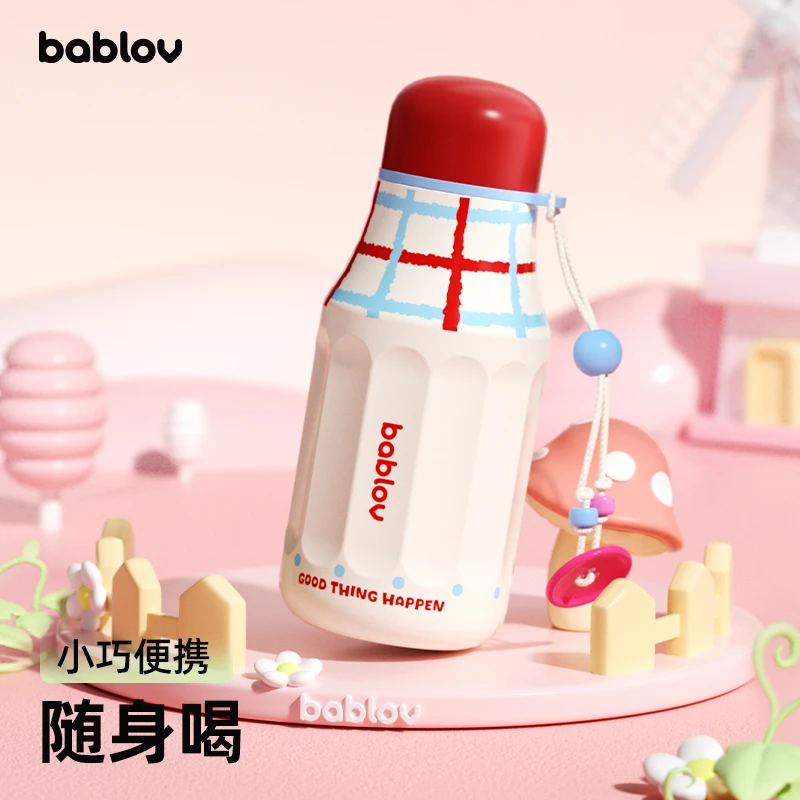 bablov保温杯女生高颜值不锈钢迷你水杯小巧便携儿童学生吸管杯子