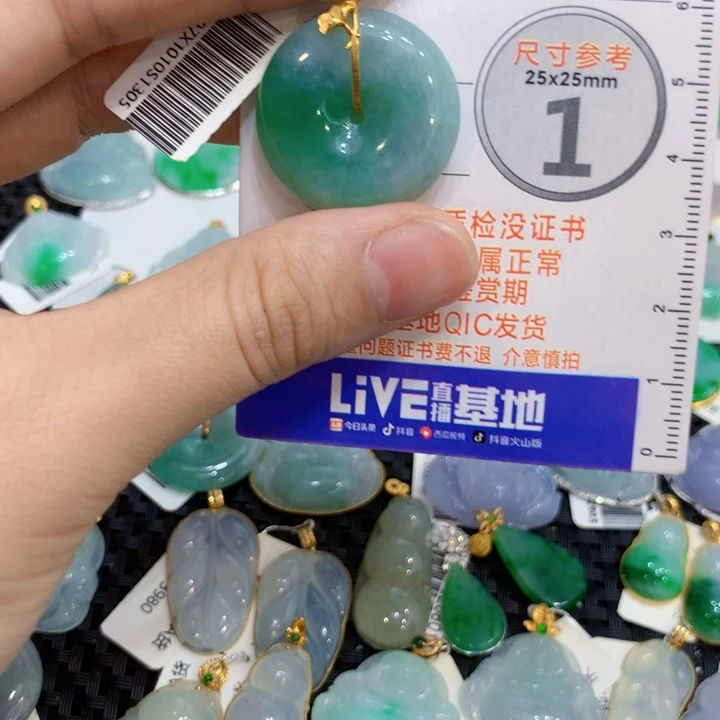 翡翠18K金镶嵌颈饰平安扣