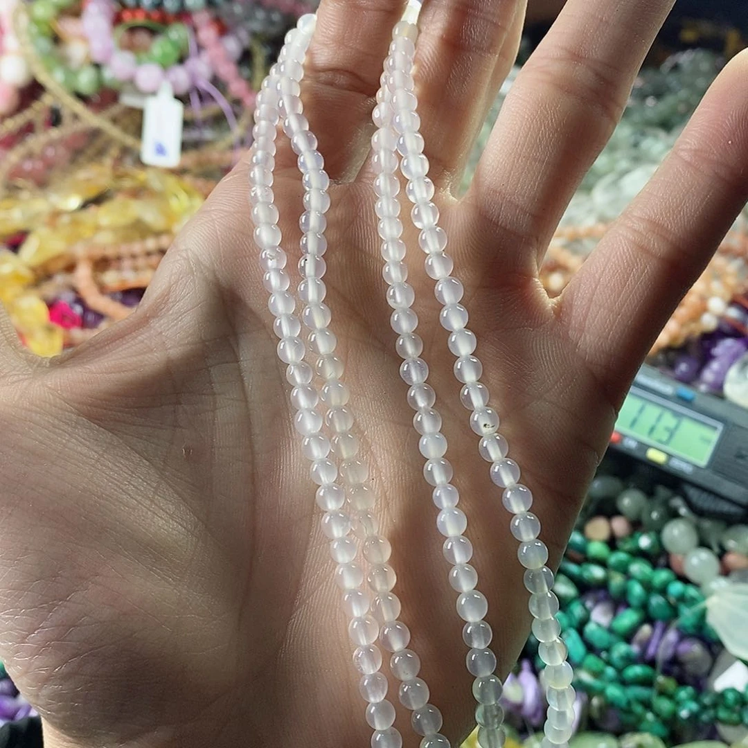 玛瑙/玉髓珠宝半成品未镶嵌一条天然4mm荔枝冻玛瑙