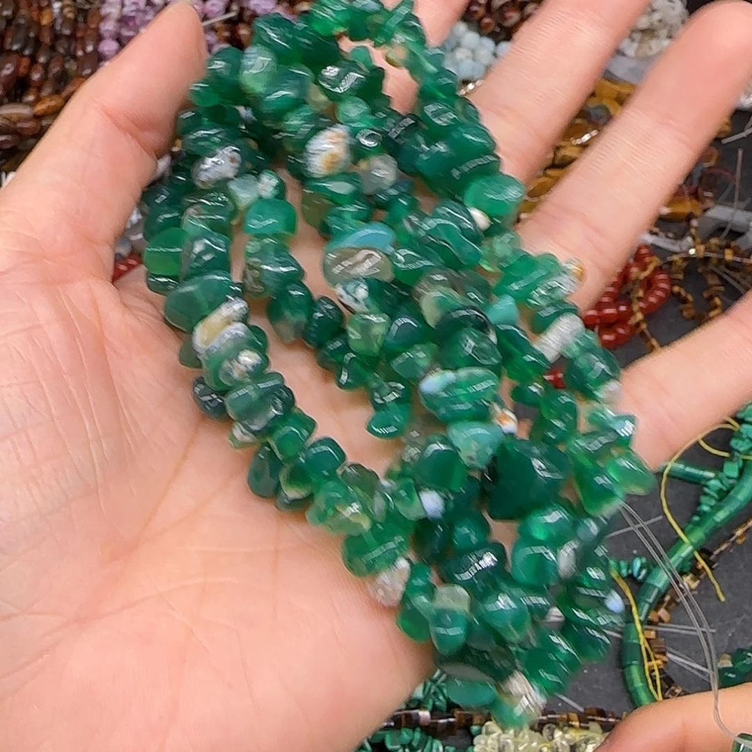 玛瑙/玉髓合金珠宝半成品绿樱花玛瑙6-8mm一条