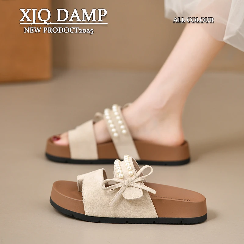 法式绝美凉拖鞋女夏季外穿厚底套趾沙滩鞋2025新款勃肯拖鞋女款