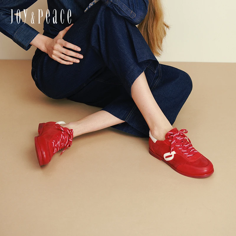 真美诗2025年秋季新款美式复古拼接时装牛剖层德训鞋女02101CM5