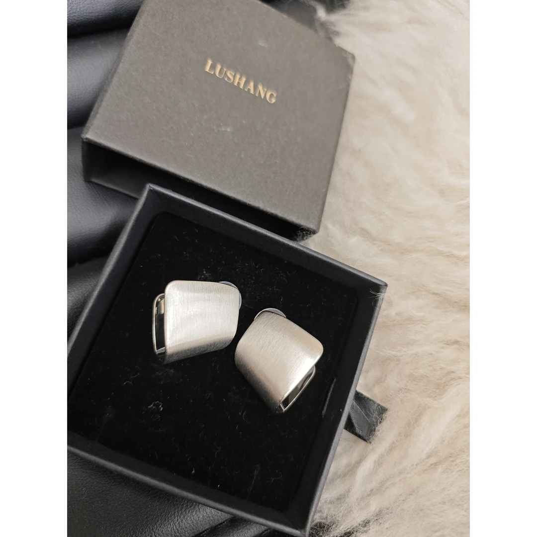 合金耳饰 卢尚原创磨砂银饰耳钉114