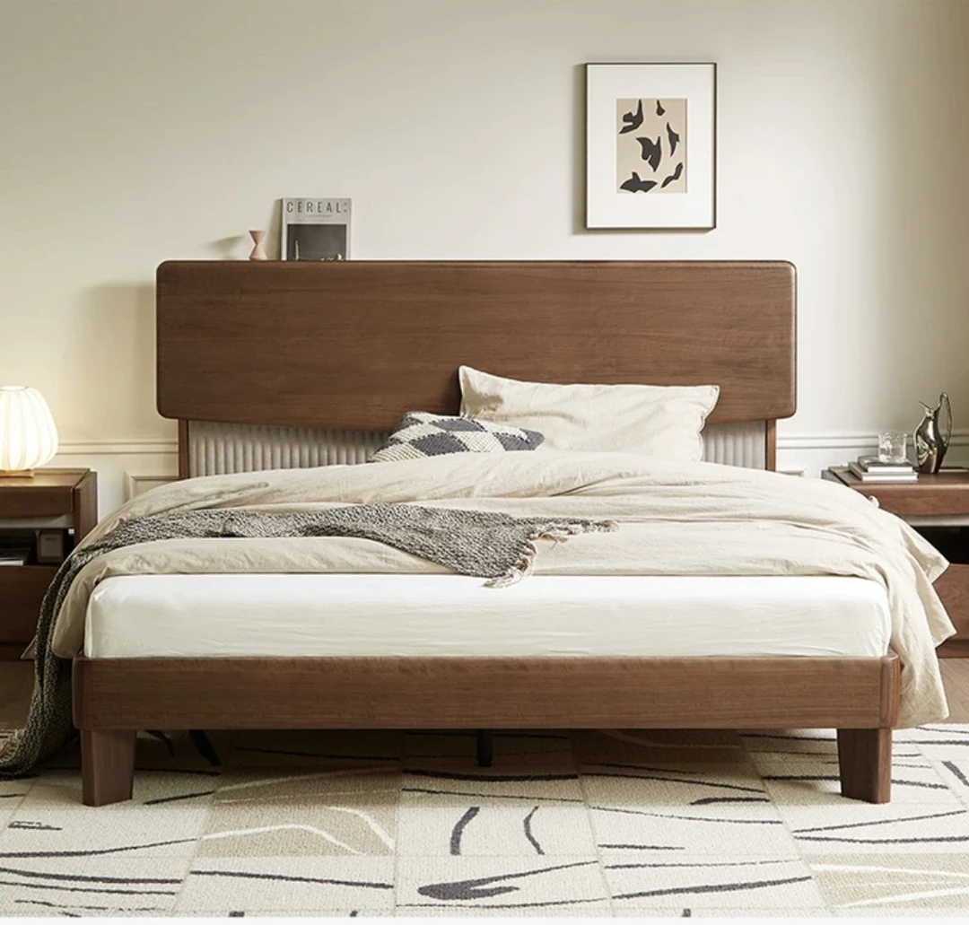 YSYS黑胡桃实木床1.5双人床（米诺豪华)L6011大仓清仓