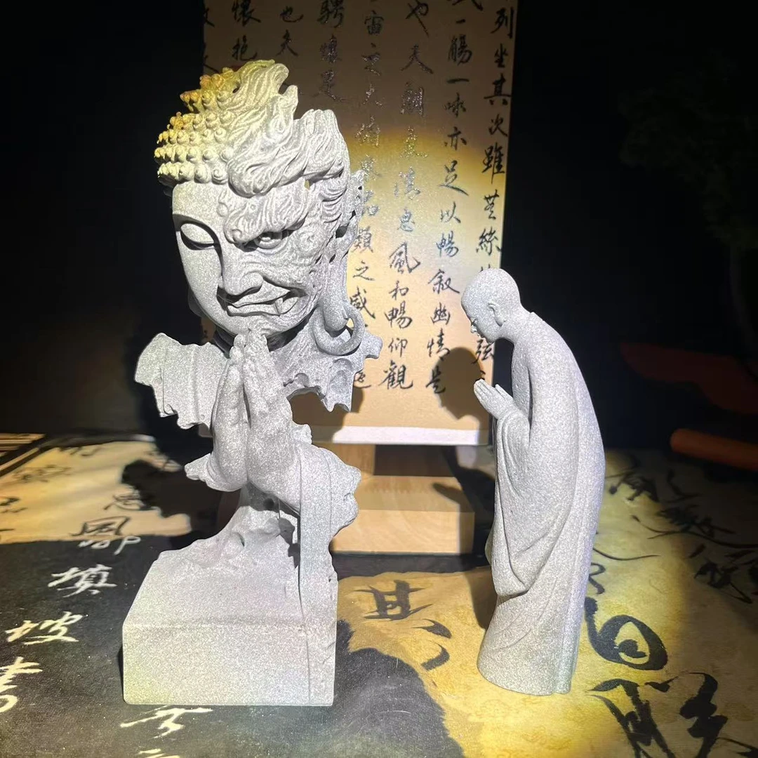 一念之间鱼缸茶桌禅意摆件水族山水布景微景观佛魔一瞬玄关办公室