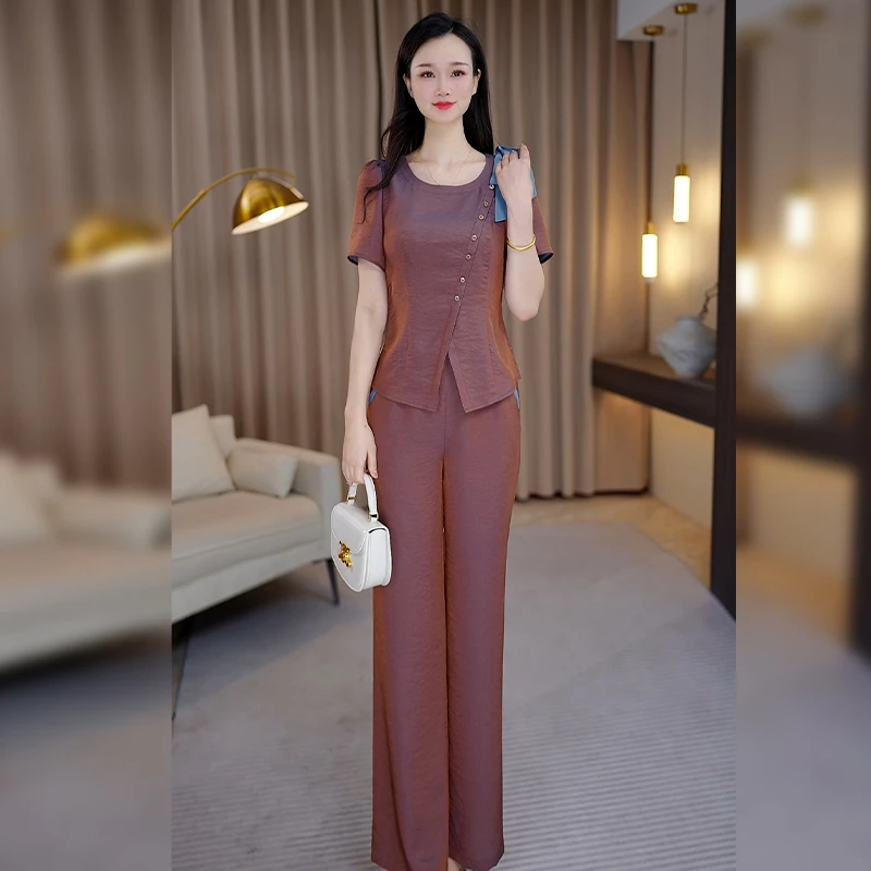 【上衣+裤子】优雅新款气质时尚休闲收腰显瘦套裤25818