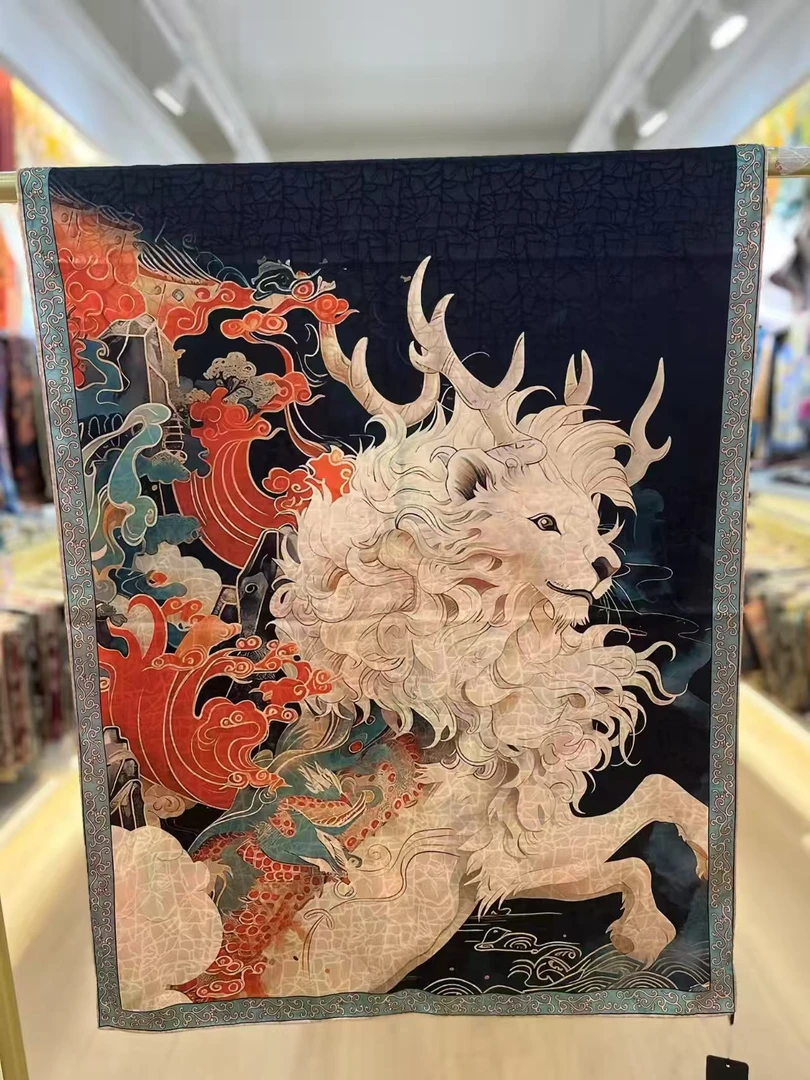 桑蚕丝扎染印花双面双带披肩围巾