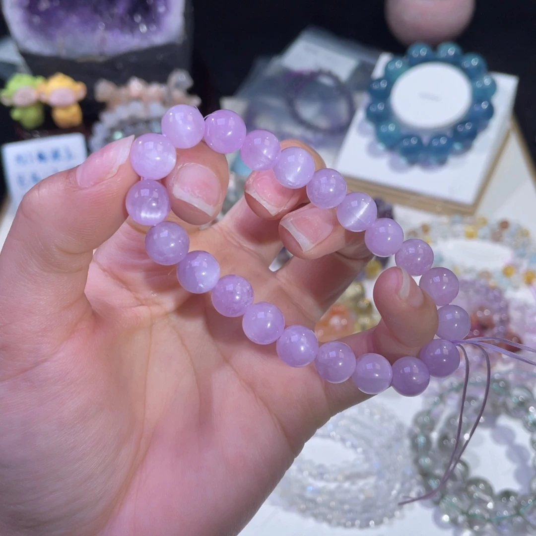 未镶嵌手链水晶猫眼紫锂辉9mm