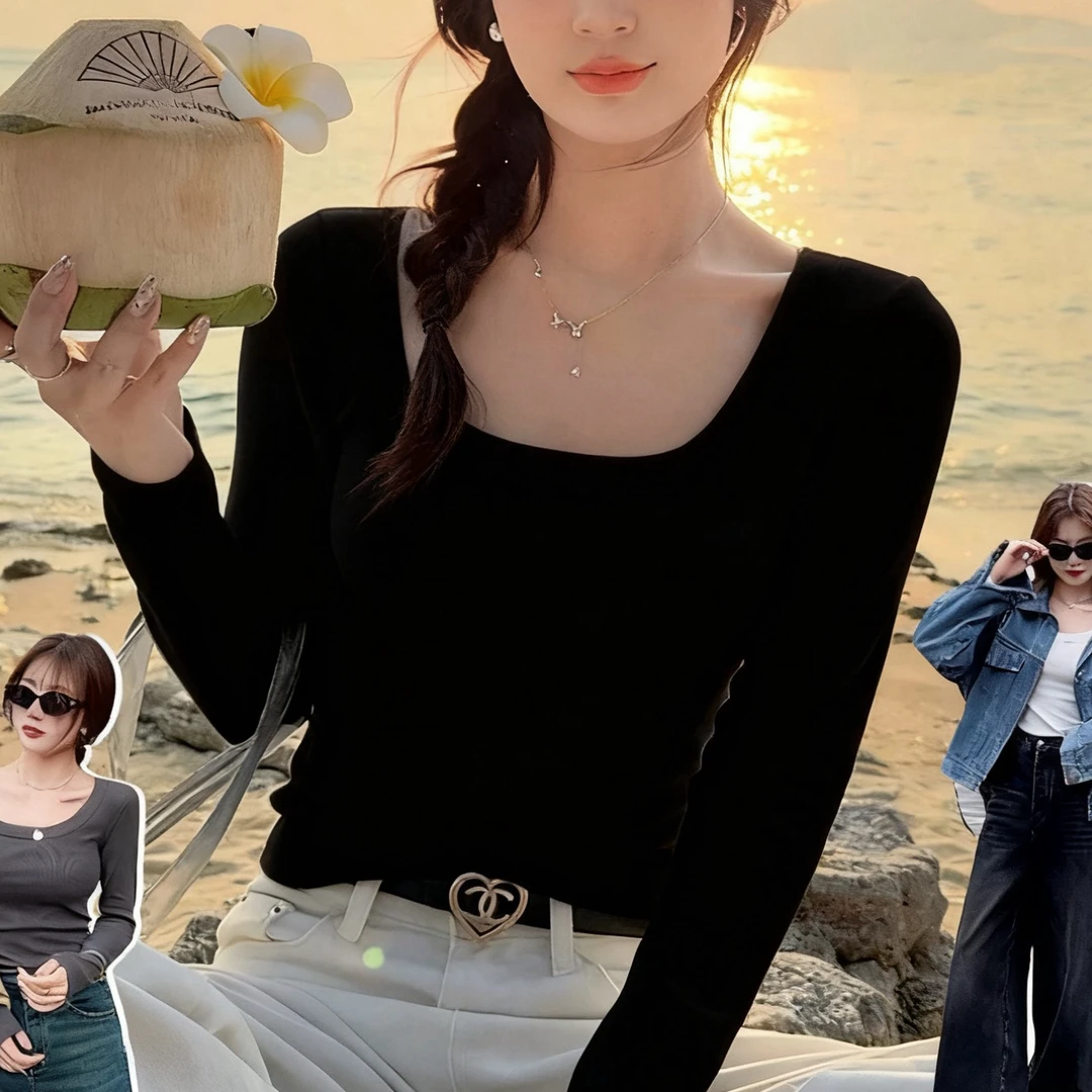 【全码九块九/件】韩版长袖打底衫春秋纯色圆领女士T恤短长袖百搭