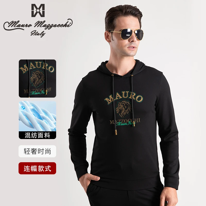 Mauro/玛路男士连帽圆领长袖卫衣休闲时尚百搭烫钻工艺秋冬 7306