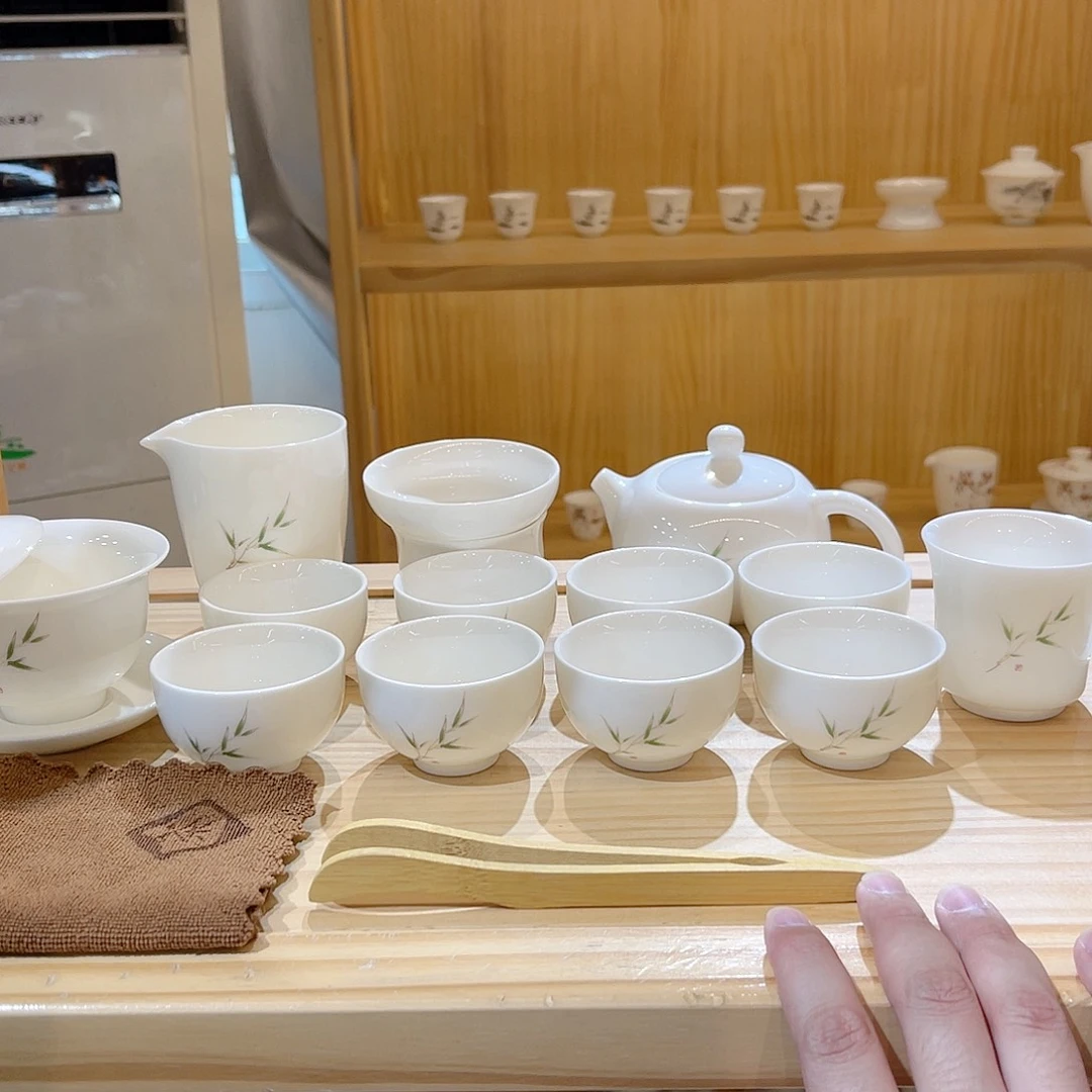 杯玄致羊脂玉瓷茶具套装