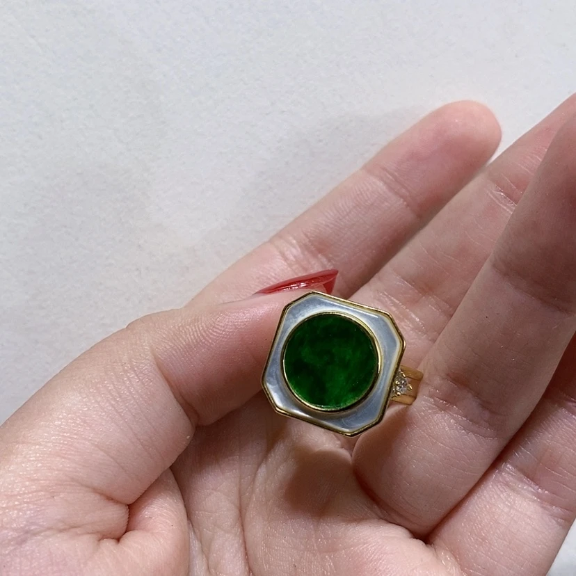 【闪购商品】银S925镀金镶嵌戒指翡翠