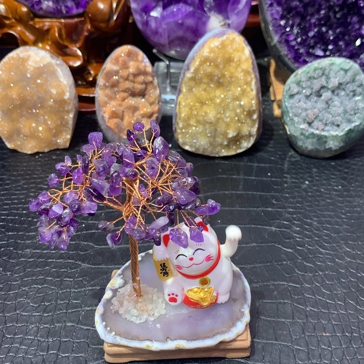 紫晶珠宝半成品未镶嵌带喵