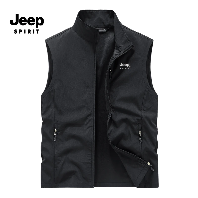 JEEPSPIRIT吉普男士春秋马甲居家休闲工装外套坎肩男