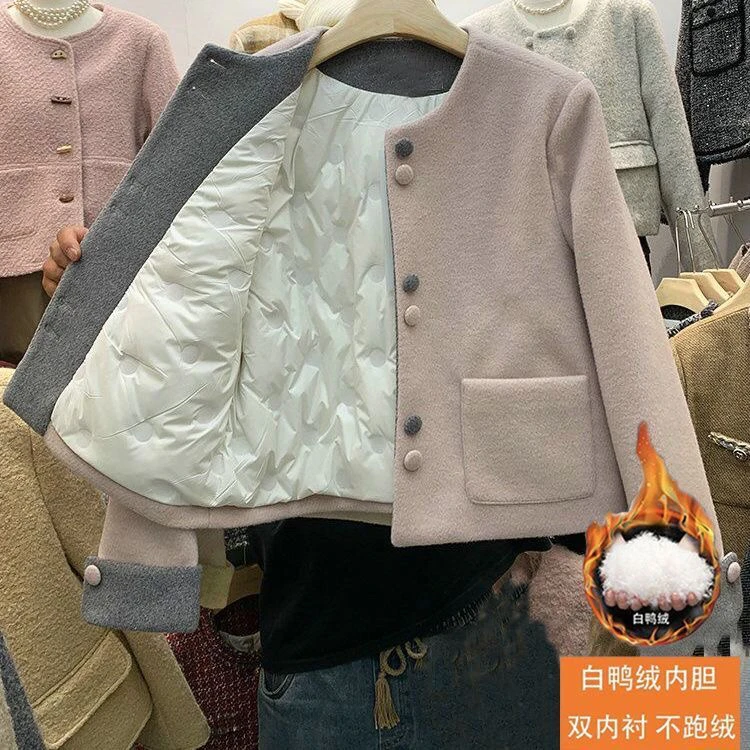 小香风名媛套装高级外穿2025冬季短外套气质毛呢半身裙两件套