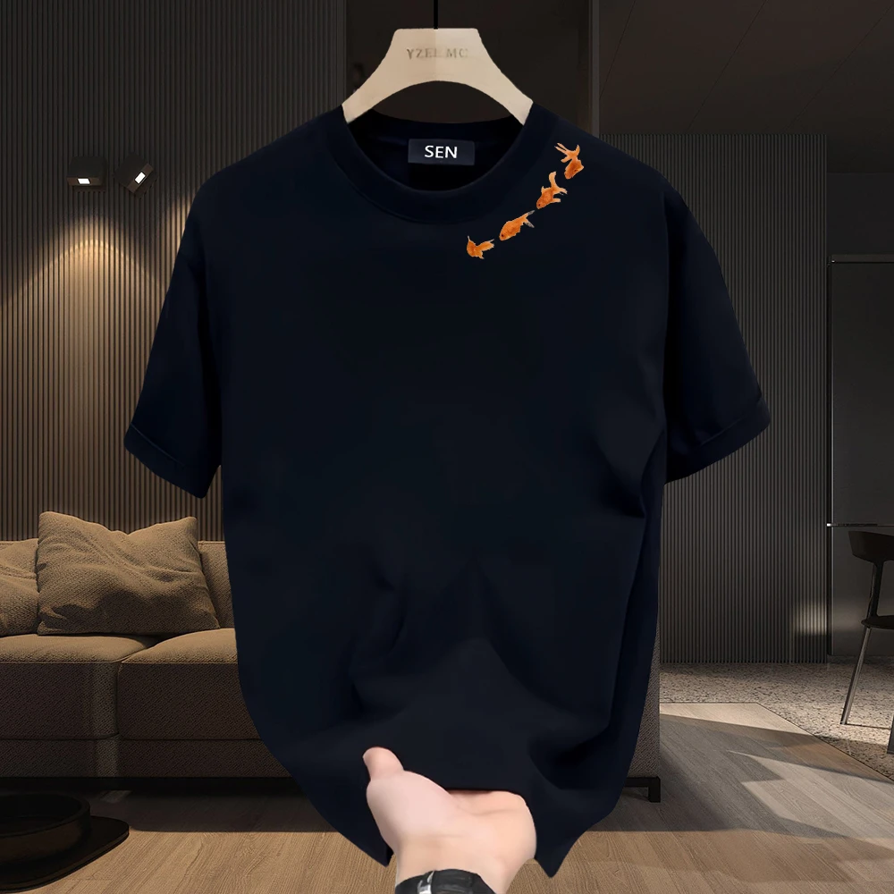 纯棉男士短袖T恤夏季新款网红国潮风原创印花宽松百搭圆领上衣