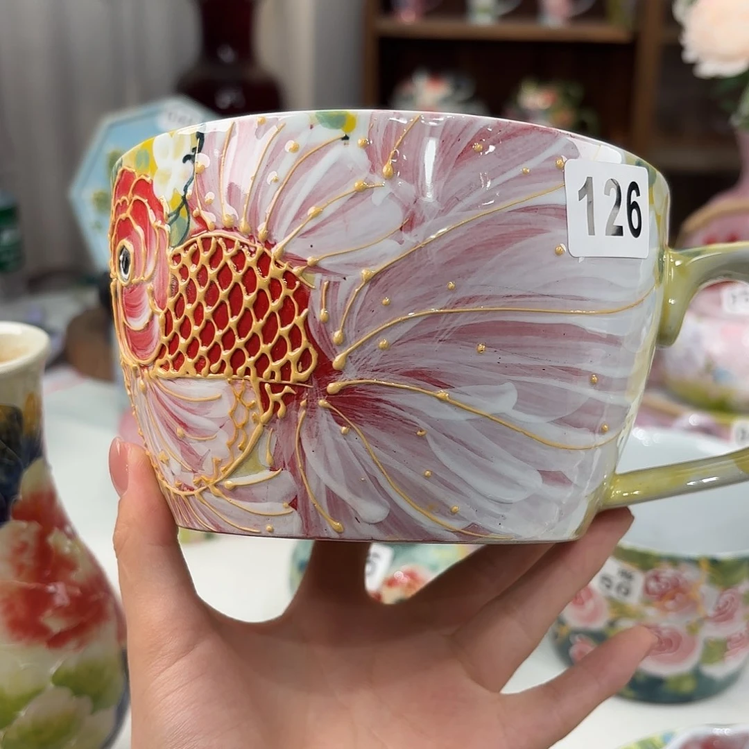 蔚****景德镇手绘高温釉下彩陶瓷茶具