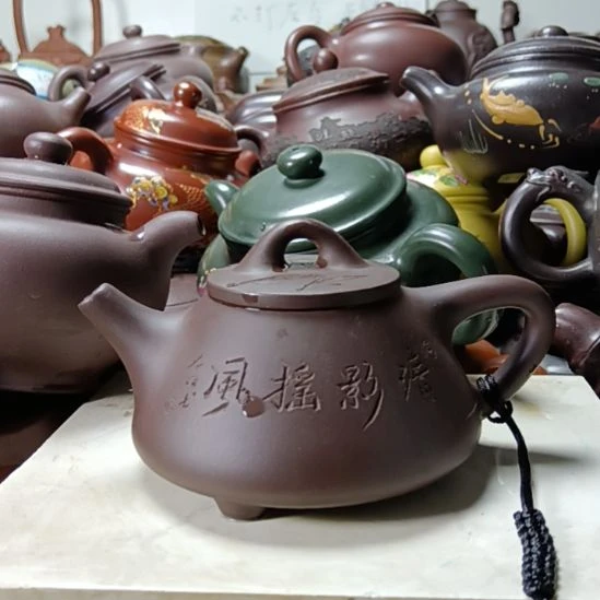 紫砂茶壶宜兴原矿老紫泥柴烧手工260cc紫砂壶