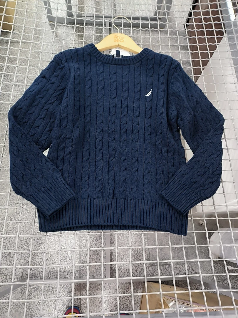 NAUTICA 男童女童针织线纯棉春秋秋儿童经典基础毛衣
