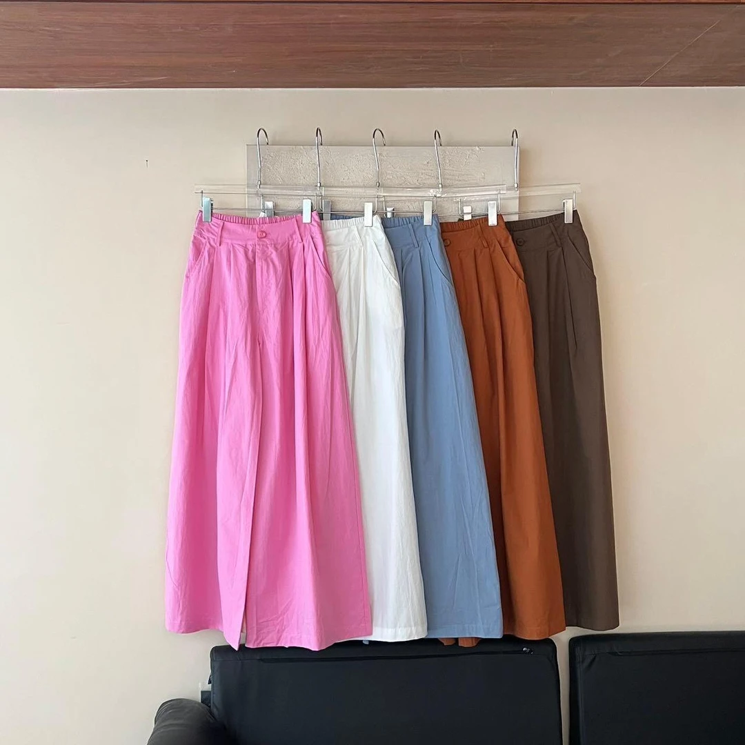 【赵小小&时髦版型】28036 夏季阔腿纯色百搭高腰显瘦薄款休闲裤女