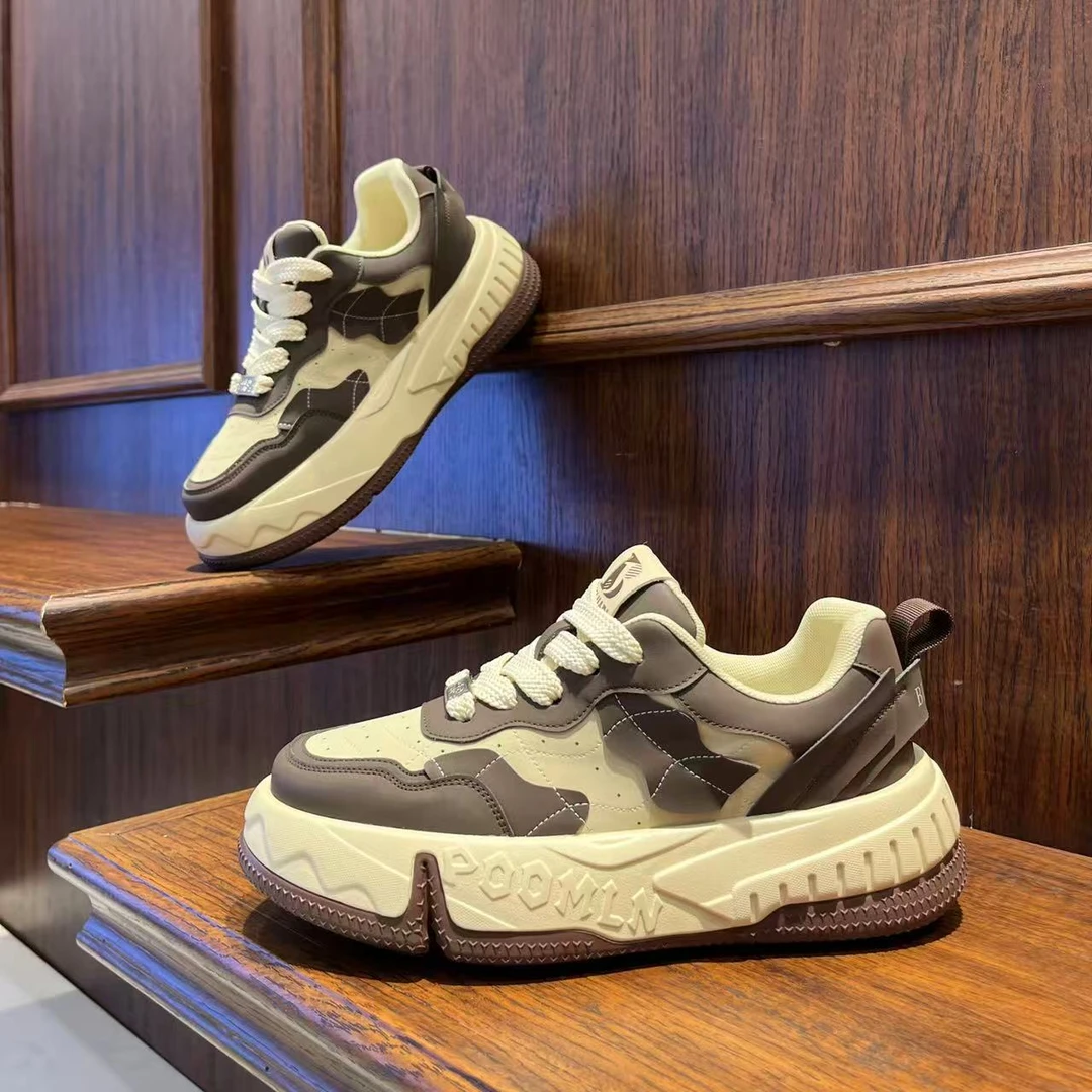 男鞋2025秋季新款潮流厚底百搭增高休闲鞋低帮系带小众男生鞋子