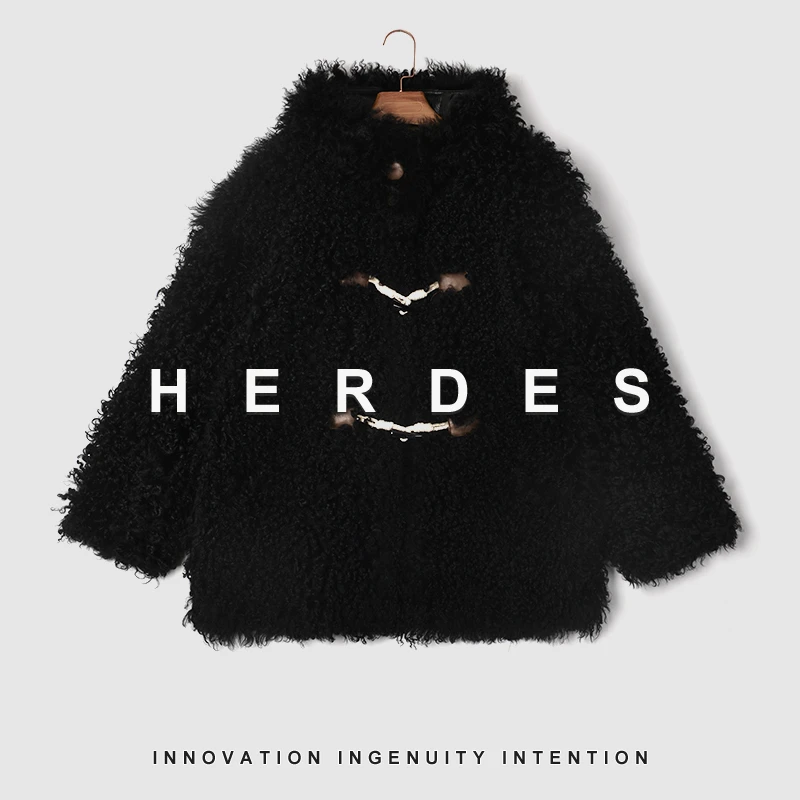 HERDERS  黑色高级风时尚秋冬皮草外套 40428
