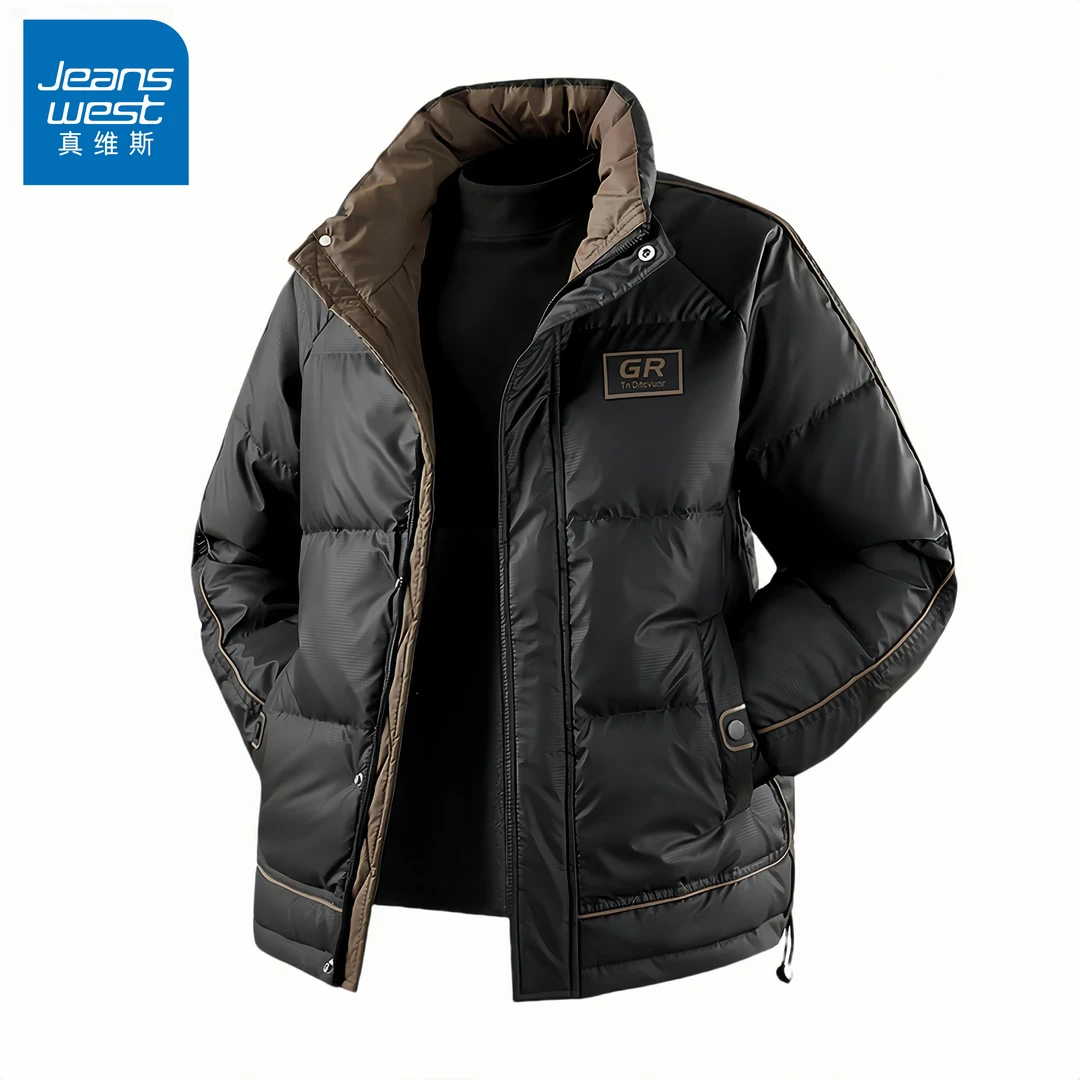 真维斯免洗新款羽绒服男士短款冬季潮时尚高级感韩版立领加厚外套