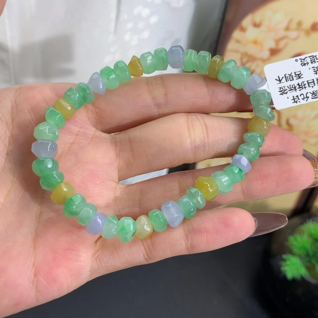 翡翠未镶嵌手串冰胶随形多宝手串