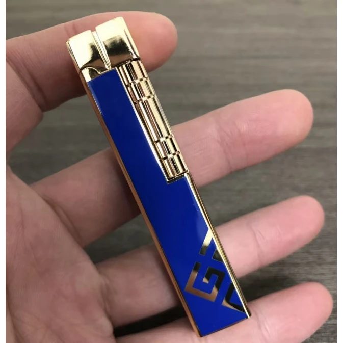 纪家宝石蓝 侧滑气机复古个性打火机高档时尚