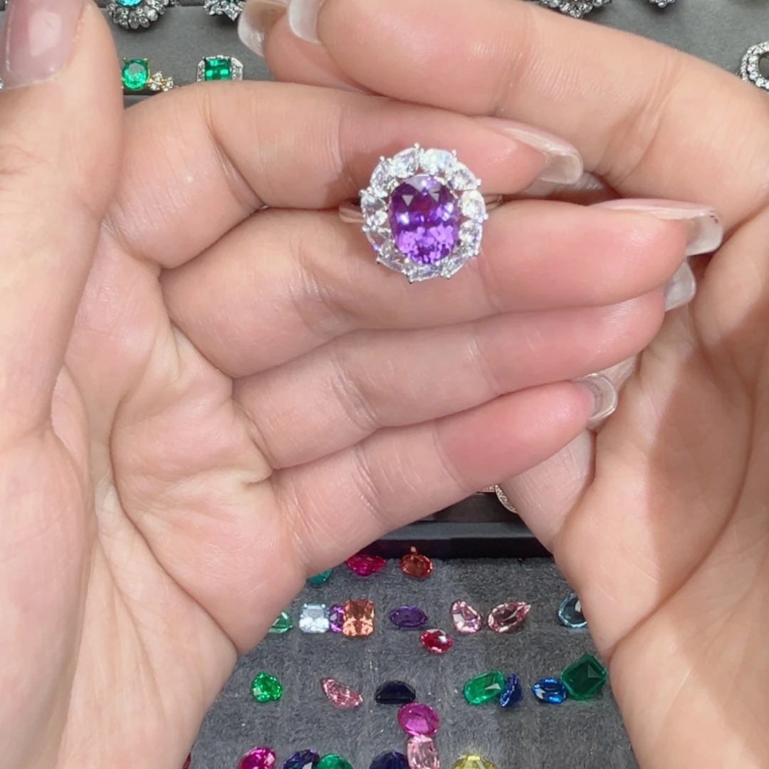 925银合成立方氧化锆培育紫色蓝宝石3.83