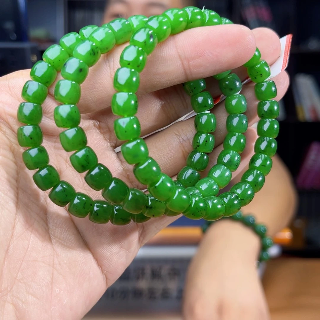 手串未镶嵌和田玉纯天然俄罗斯乌兰海碧玉料卡8多样性发其一