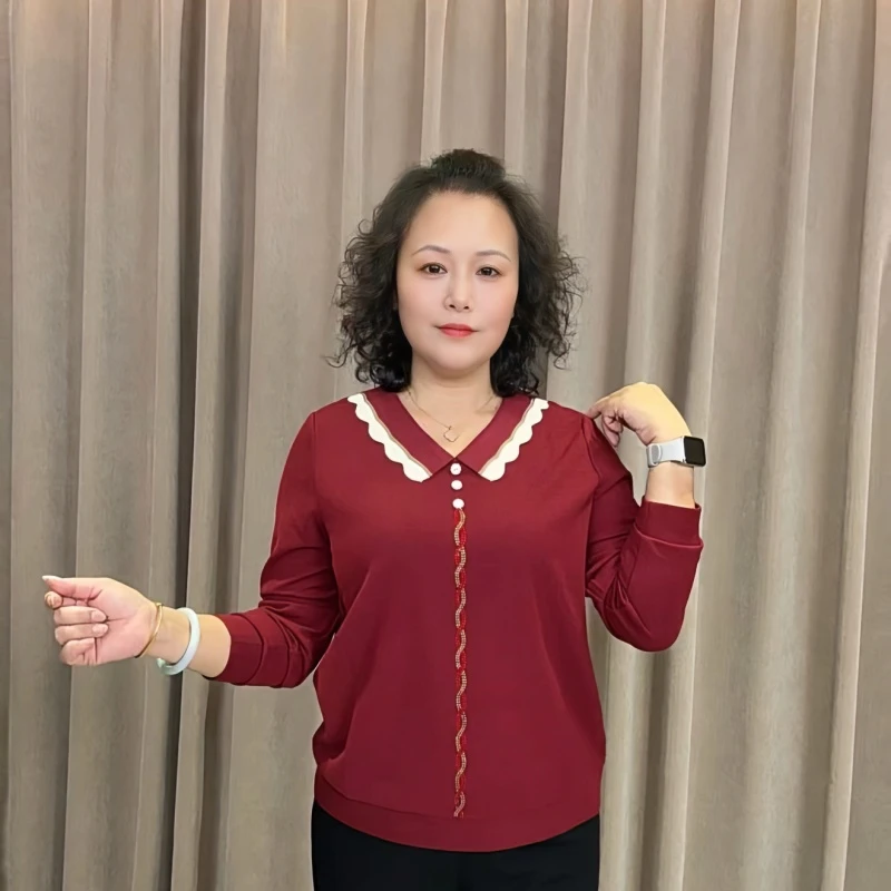 洋气高端法式妈妈新款秋装中老年女装气质上档次休闲长袖上衣6622