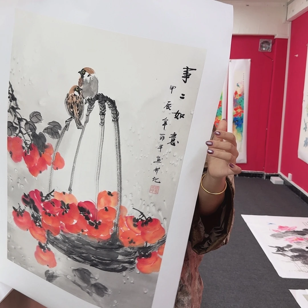 国画四尺三开事事如意