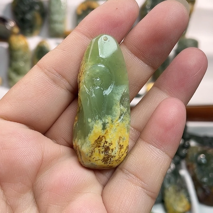 岫岩河磨玉（透闪石质玉）未镶嵌吊坠(不含链)