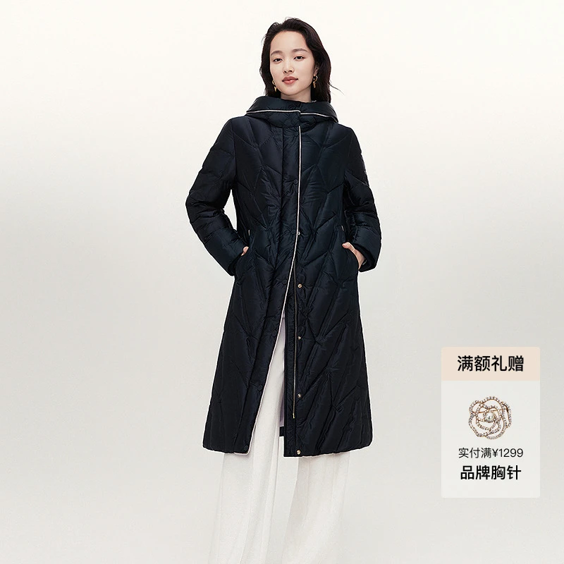 珂莱蒂尔【中国好羽绒】新款保暖户外百搭中长款羽绒服KR00825W0