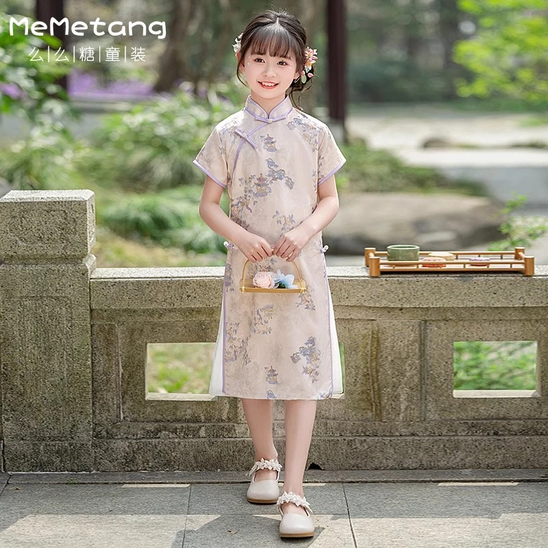 【172】新中式女童旗袍2025新款夏季薄款儿童洋气公主裙演出服童装