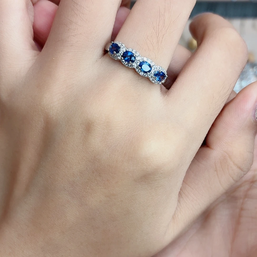 蓝宝石戒指银S925镶嵌
