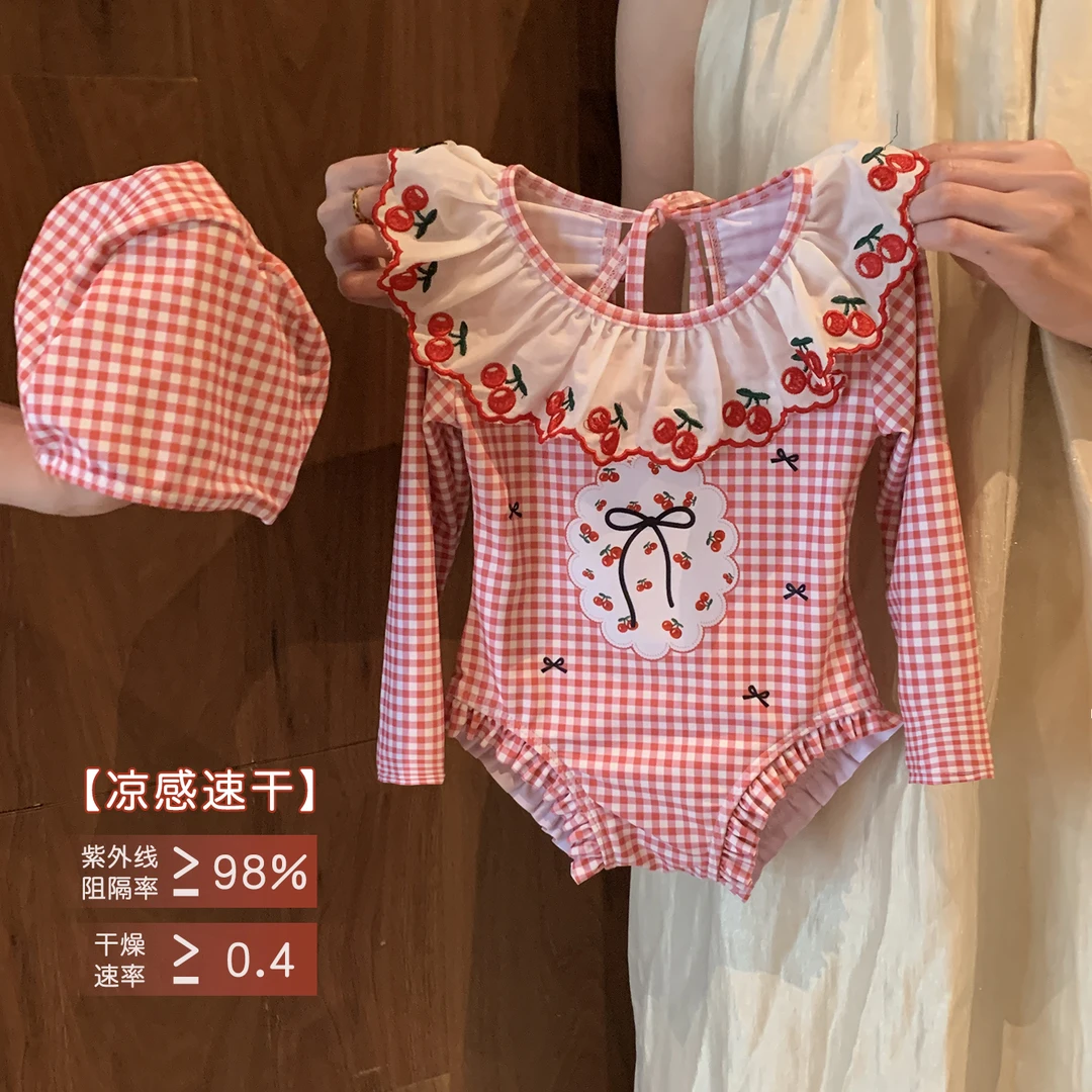 【现货】女童连体游泳衣夏天2025新款小童女宝宝可爱泳衣防晒长袖