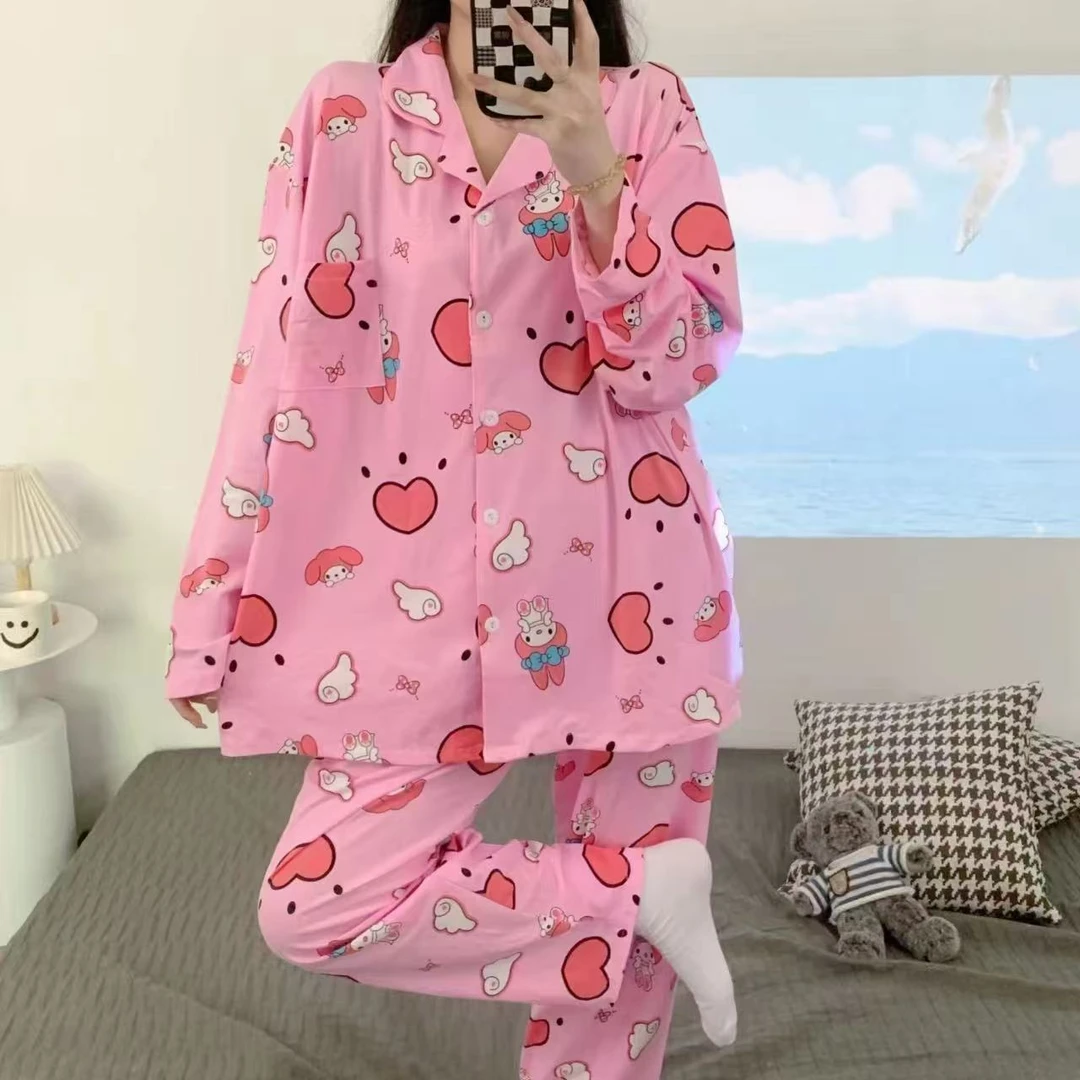 爱心套装大码长袖睡衣