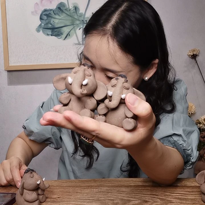 若***见粗砂不规则羲娲娃系列作品大象
