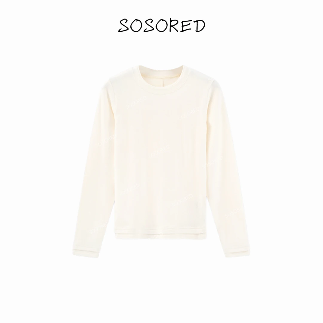 SOSORED / 绒雾肌底衣 实穿发热肌底衣拼接正肩显瘦长袖上衣冬女