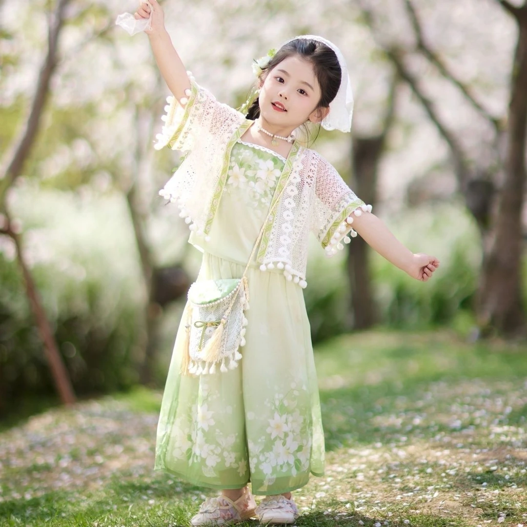 女童汉服三件套夏款2025新款古装儿童新中式唐装古风古装女孩套装