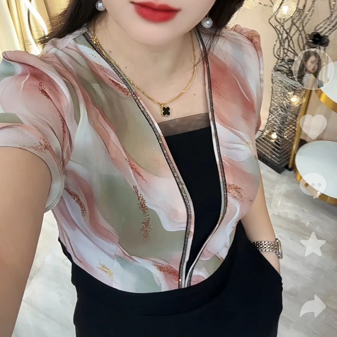 【俊端推荐】2025新款夏季短袖洋气薄款印花显瘦女士连衣裙女人气质