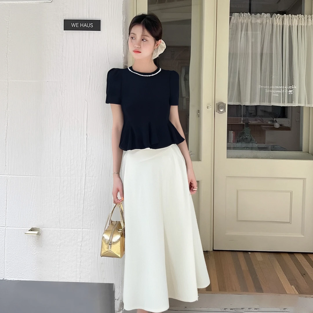 A【两件套】【有里布】法式气质套装2025夏季新款上衣半裙两件套D0989