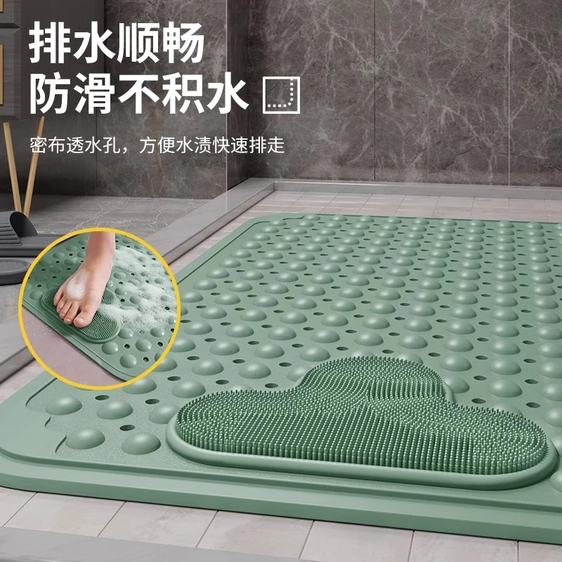 方形加厚防摔浴室垫淋浴房隔水防滑专用脚垫家用卫生间搓脚按摩垫
